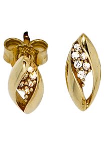Jobo Damen Paar Ohrstecker, Gelbgold 333, gold, Gelbgold 333, Ohrringe, oval 333 Gold bicolor mit Zirkonia