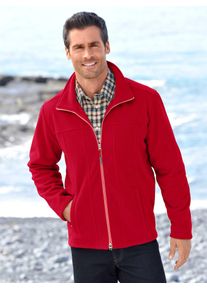 CLASSIC Herren Fleecejacke, rot, Gr. 54, unifarben, 100% Polyester, Jacken