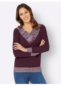 Classic Basics Damen Strickpullover "Langarm-Pullover", rot, Gr. 44, unifarben, gemustert, 100% Baumwolle, Pullover