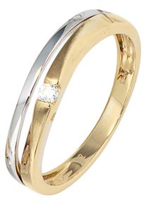 Jobo Damen Goldring, 54, Gelbgold 333-Weißgold 333, gold, Gelbgold 333, Weißgold 333, Fingerringe, 333 Gelbgold Weißgold mit Zirkonia