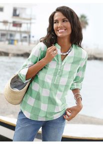 Casual Looks Damen Schlupfbluse, grün, Gr. 38, gemustert, kariert, mehrfarbig, 100% Baumwolle, Blusen