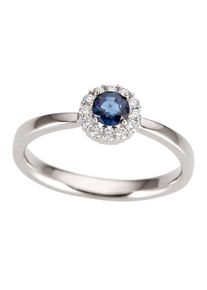 Firetti Damen Goldring "Schmuck Geschenk Gold 333 Damenring Goldring Edelstein Farbstein", 17, 0,12 ct P2 = erkennbare Einschlüsse, Weißgold