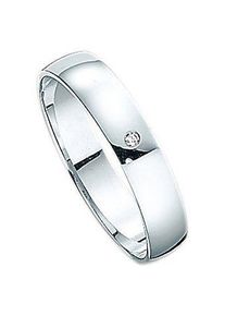 Firetti Trauring "Schmuck Geschenk Gold Hochzeit Ehering Trauring "LIEBE"", 18, 0,01 ct SI = kleine Einschlüsse mit Brillant, Weißgold 375, 4mm,