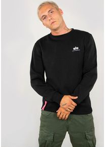 Herren Sweatshirt "Basic Sweater small Logo", schwarz, modisch, Gr. S, Alpha Industries, bedruckt, angeraute Sweatware, Obermaterial: 80% Baumwolle,