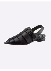 Heine Damen Sandale, Gr. 38, schwarz, Leder, Glattleder, modisch, Schuhe