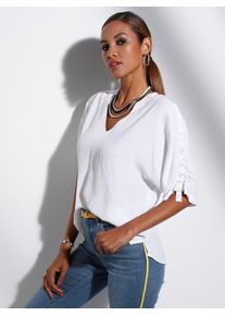 CRÉATION L CREATION L Damen Schlupfbluse, weiß, Gr. 38, unifarben, 100% Viskose, Blusen