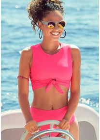 Venice Beach Damen Crop-Bikini-Top "Planet", orange, Gr. 36, unifarben, Polyamid, Bikini-Oberteile, mit Zierknoten