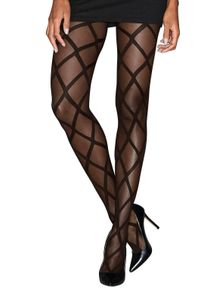Damen Feinstrumpfhose, Petite Fleur Gold, Gr. 36, schwarz, Obermaterial: 92% Polyamid, 8% Elasthan, gemustert, Karomuster, transparent, Strumpfhosen,