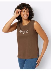 Casual Looks Damen Shirttop, braun, Gr. 38, unifarben, gemustert, 100% Baumwolle, Tops