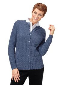 Classic Basics Damen Strickjacke, blau, Gr. 38, meliert, 73% Polyacryl, 20% Polyamid, 7% Polyester, Strickjacken