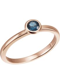 Firetti Damen Fingerring "Schmuck Geschenk Gold 375 Gold 585 Goldring Solitär", 52, Roségold 375, 1,8mm, blau, Rosu00e9gold 375, Fingerringe, mit