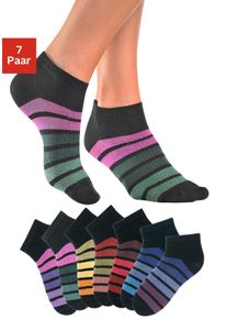 H.I.S. H.I.S Damen Sneakersocken, Gr. 35, schwarz, Polyamid, Baumwolle, Elasthan, geringelt, Socken, mit bunten Ringeln