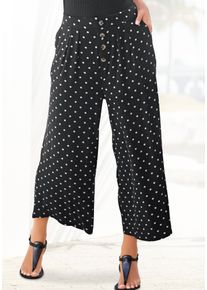 Lascana Damen Culotte, schwarz-weiß, casual, Gr. 36, gepunktet, Jersey, Obermaterial: 95% Viskose, 5% Elasthan, Hosen, mit Punktedruck und Taschen,