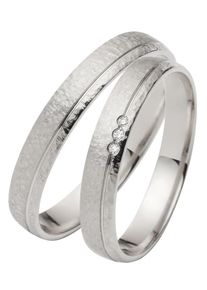 Firetti Trauring "Schmuck Geschenk Gold 750 Hochzeit Ehering "LIEBE"", 70, 0,015 ct SI = kleine Einschlüsse mit Brillanten, Weißgold 375, 3,5mm,