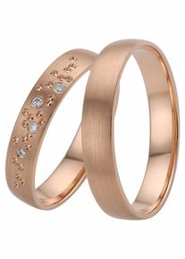 Firetti Trauring "Schmuck Geschenk Gold 375 Hochzeit Ehering "LIEBE" Sterne", 20, 0,03 ct SI = kleine Einschlüsse mit Brillanten, Roségold 375, 4mm,