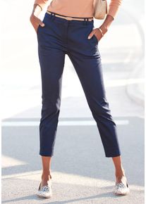 Vivance Damen Chinohose, blau, casual, Gr. 34, unifarben, Web, Obermaterial: 98% Baumwolle, 2% Elasthan. Gürtel: 100% Polyurethan, Hosen, in