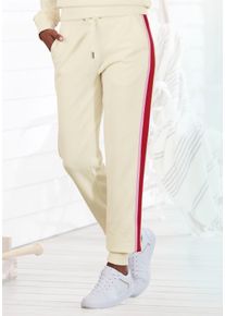 Vivance Damen Sweatpants, Gr. 32, beige, Sweatware, Obermaterial: 60% Baumwolle, 40% Polyester, modisch, Hosen, Sweathose mit kontrast Einsätzen,