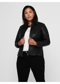 Only CARMAKOMA Damen Lederimitatjacke "CARROBBER FAUX LEATHER JACKET NOOS", schwarz, casual, Gr. 48, unifarben, Web, Obermaterial: 100% Viskose,