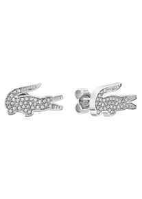 Lacoste Damen Paar Ohrstecker "Schmuck Edelstahl Ohrrschmuck Ohrringe CROCODILE", Edelstahl, silber, Edelstahl, Ohrringe, mit Glasstein