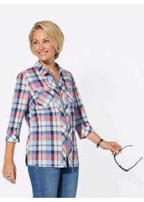 Casual Looks Damen Hemdbluse, bunt, Gr. 52, gemustert, kariert, mehrfarbig, 65% Polyester, 35% Baumwolle, Blusen
