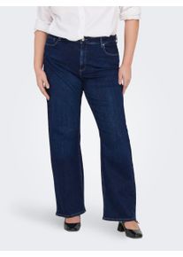 Only CARMAKOMA Damen High-waist-Jeans "CARWILLY HW WIDE JEANS CRO NOOS", blau, casual, Gr. 46, Denim/Jeans, Obermaterial: 92% Baumwolle, 6%
