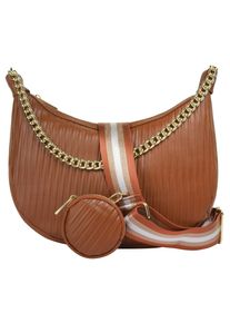 CLUTY Damen Umhängetasche, braun, Leder, unifarben, leicht glänzend, Taschen, echt Leder, Made in Italy