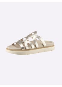 Heine Damen Pantolette, Gr. 37, gold, Rindsleder, Glattleder, modisch, Schuhe