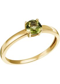 Firetti Damen Fingerring "Schmuck Geschenk Gold 375 Gold 585 Goldring Solitär", 52, Gelbgold 585, 1,55mm, grün, Gelbgold 585, Fingerringe, mit