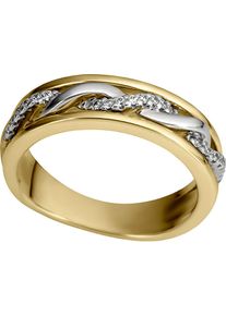 Firetti Damen Diamantring "Schmuck Geschenk Gold 333 Damenring Goldring verschlungen Bicolor", 19, 0,14 ct P2 = erkennbare Einschlüsse, Gelbgold
