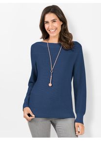 Inspirationen Damen Strickpullover "Pullover", blau, Gr. 40, unifarben, 100% Baumwolle, Pullover