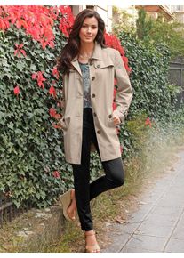 Inspirationen Damen Kurzmantel, beige, modisch, Gr. 36, unifarben, unifarben mit Farbeinsatz, unifarben mit Farbeinsätzen, 64% Baumwolle, 36%