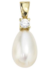 Jobo Damen Perlen-Anhänger "Anhänger mit Perle", Gelbgold 333-Perlen, gold, Gelbgold 333, Perlen, Schmuckanhänger, 333 Gold mit Süßwasser-Zuchtperle