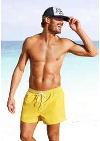 s.Oliver Herren Badeshorts, gelb, Gr. S, unifarben, kontrastfarbene Details, Microfaser, Polyester, Microfaser, Badehosen, mit komplementärem