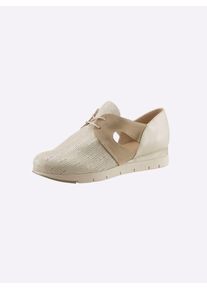 Heine Damen Schnürschuh, Gr. 40, beige, Leder, Glattleder, Veloursleder, Veloursleder, modisch, Schuhe