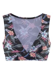 Kangaroos Damen Bustier-Bikini-Top "Agave", schwarz, Gr. 34, bedruckt, floral, Recycling-Polyamid, Bikini-Oberteile, mit V-Ausschnitt