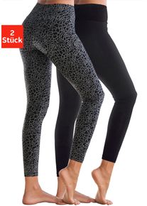 H.I.S. H.I.S Damen Leggings, Gr. 32, schwarz, Single Jersey, Obermaterial: 92% Baumwolle, 8% Elasthan, gemustert, unifarben, Basic, Hosen, in bedruckt und