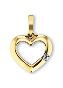 ONE ELEMENT Damen Ketten-Anhänger "Zirkonia Herz Herz Anhänger aus 333 Gelbgold", Damen, Gelbgold 333, gold, Gelbgold 333, Schmuckanhänger, Damen