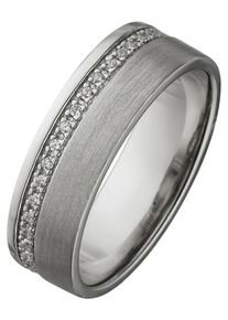Jobo Damen Fingerring, 56, Silber 925 (Sterlingsilber), silber, Silber 925 (Sterlingsilber), Fingerringe, 925 Silber matt mit Zirkonia rundum
