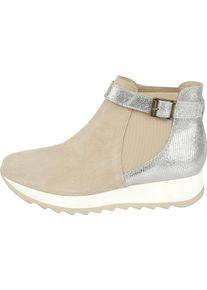 Heine Damen Stiefelette, Gr. 41, beige, Leder, Veloursleder, Rindsleder, modisch, Schuhe