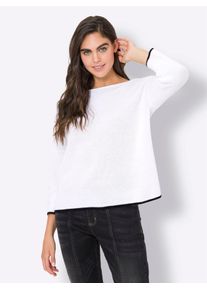 Heine Damen 3/4 Arm-Pullover "Pullover", weiß, Gr. 38, unifarben, 100% Baumwolle, Pullover