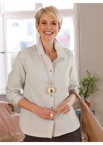Casual Looks Damen Hemdbluse, beige, Gr. 38, meliert, unifarben, 100% Baumwolle, Blusen