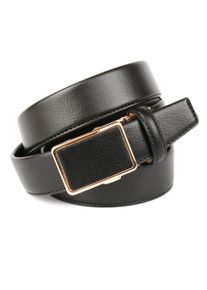 Anthoni Crown Damen Ledergürtel, schwarz, Gr. 105, unifarben, Leder, Gürtel, Klassischer Gürtel mit goldfarbener Schließe