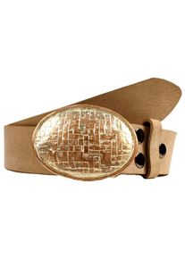 Damen Ledergürtel, beige, casual,modisch, Gr. 90, RETTUNGSRING BY SHOWROOM 019, unifarben, Leder, Gürtel, mit austauschbarer Schließe »Oval Gewebt