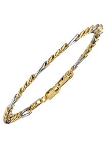 Jobo Damen Goldarmband, Gelbgold 333-Weißgold 333, gold, Gelbgold 333, Weißgold 333, Armbänder, Figaroarmband 333 Gold bicolor 19 cm