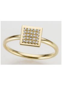 Firetti Damen Goldring "Schmuck Geschenk Gold 585, Quadrat, teilw. rhodiniert, massiv", 16, 0,11 ct P2 = erkennbare Einschlüsse, Gelbgold