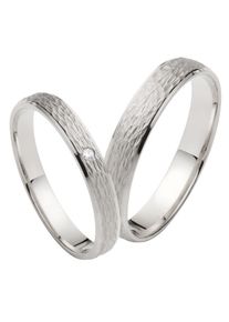Firetti Trauring "Schmuck Geschenk Gold 750 Hochzeit Ehering "LIEBE"", 68, 0,01 ct SI = kleine Einschlüsse mit Brillant, Weißgold 375, 3mm, weiß,
