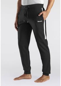Herren Sweathose, BENCH. LOUNGEWEAR, Gr. 44, schwarz, Sweatware, Obermaterial: 60% Baumwolle, 40% Polyester, unifarben mit Farbeinsatz, Basic, Hosen,