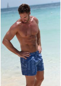 Bench. Herren Badeshorts, blau, Gr. M, bedruckt, Microfaser, Polyester, Badehosen, kurze oder lange Form