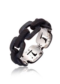 Kuzzoi Herren Silberring "Herren Anker Kettenring Trend 925 Silber", 58mm, ohne Stein, Silber 925 (Sterlingsilber), 7.8mm, schwarz, Silber 925