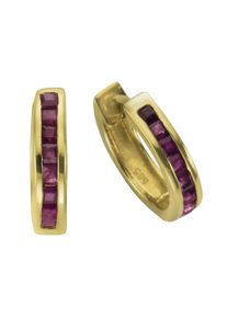 Diamonds by Ellen K. Damen Paar Creolen "Gold 585 mit 16x Rubin", ONE-SIZE, 0,80 ct, Gold, gelb, FASCINATION BY ELLEN K., Gold, Ohrringe